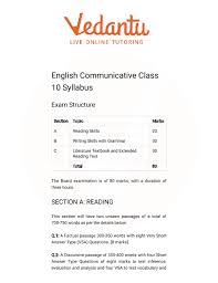 Cbse Syllabus For Class 10 English Communicative 2018 2019 Board Exam