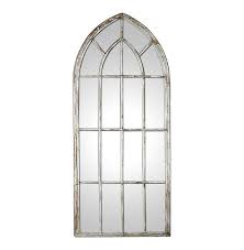 large rustic arched window mirror