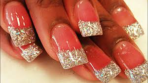 how to silver glitter acrylic nails