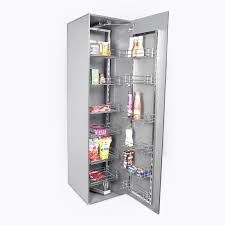 silver pull out kitchen pantry unit