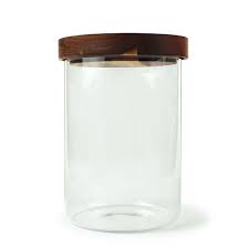 Glass Storage Jar Tea Canister Acacia