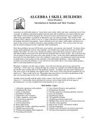 Skill Builders For Algebra