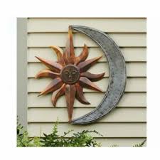 Brown And Grey Sun Face Outdoor Wall Art