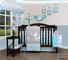 Grey Elephant Baby Nursery Crib Bedding