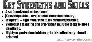 Resume Strengths Examples Key Strengths Skills In A Resume