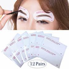 12 pairs eyebrow stencil stickers