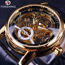 2016 Forsining Hollow Engraving Skeleton Casual Designer Black Golden Case Gear Bezel Watches Men Luxury Brand Automatic Watches Cindis Boutique