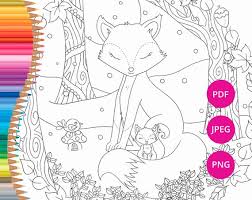 Fox should think of a program. Christmas Coloring Pages Fox Coloring Page For Adults Fox Etsy