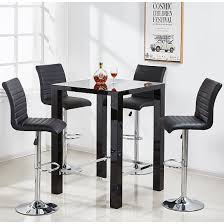 Jam Square Glass Black Gloss Bar Table