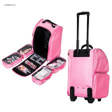 pink makeup trolley cases with 4