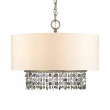 American Rustic Drum Chandelier 5 Lights Fabric Hanging Light With Crystal Decoration For Dining Room Beautifulhalo Com