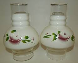 vintage pair small hand painted glass