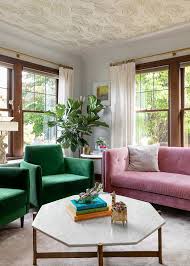 Pink And Green Living Room