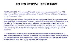 paid time off pto policy guide free