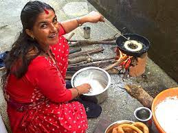 making sel roti rings i pokhara nepal