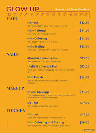 beauty salon menu template word
