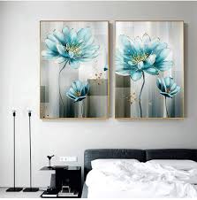 Blue Flower Canvas Painting Modern