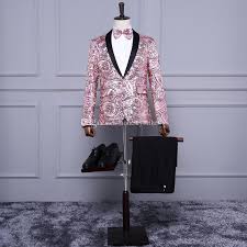 High Quality 2017 Pink Pattern Sequins Slim Long Sleeves Suit Blazer Costumes 18th Century Retro Stage Performance Costumes