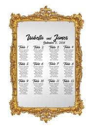 Black Marble Custom Printed Seating Chart Mirror Decal Cp D074