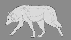 To complete the eyes, draw a shape similar to the human eye but more pointy on the sides. Walking Wolf Lineart By Kfcemployee On Deviantart Wolf Artwork Wolf Walking Wolf Sketch