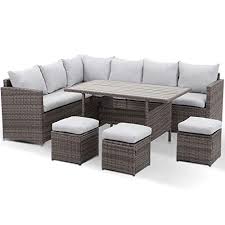 Explore discounts on lane sectional furniture. Wisteria Lane Patio Furniture Set 7 Piece Outdoor Dining Sectional Sofa Couch With Dining Table And Chair All Weather Deck Wicker Conversation Set With Cushion Grey Wisteria Lane