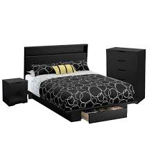 3 pc full queen platform bed set with