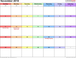 November 2018 Calendar Pdf Generator Calendar Printable Template