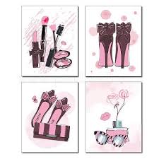 Creatcabin 4pcs Pink Canvas Wall Art