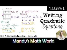 Writing Quadratic Equations Algebra 2