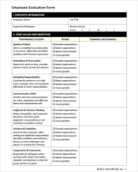 Employee Evaluation Forms Employee Evaluation Form Template Newest
