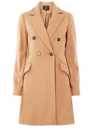 Womens Camel Double Ted Pea Coat