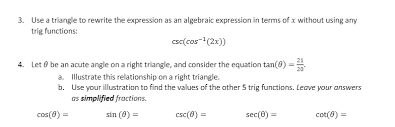 Trig Functions Csc Cos 2x