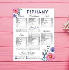 Piphany Size Chart Piphany Price List Poster Custom Pphany