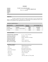 fresher resume formats      sample resume format