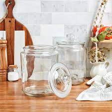 Mason Craft More Apothecary Clear Glass Jars W Glass Lids Set Of 2