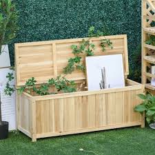 Wooden Storage Bench 3 Seater Garden Chic