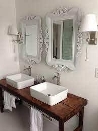Jana likes the mirrors, the transom windows, and the large window and garden. Bathroom Ideas Vessel Sink Bathroom Vanity Designs Vessel Sink Bathroom Bathroom Vanities Without Tops