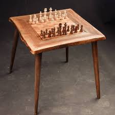 Walnut Table Chessrustic Chess Set