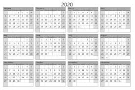 Colorful Yearly Calendar Template With Notes 2020 Word Set