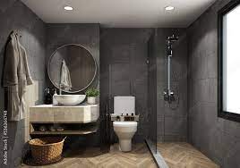 Hotel Bathroom Toilet With Dark Gray