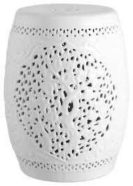 18 ceramic garden stool white
