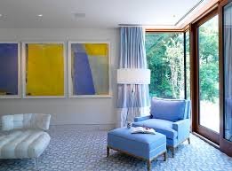 yellow and blue interiors living rooms