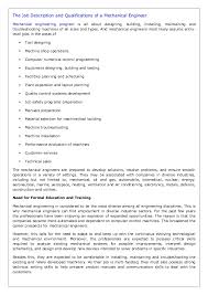 Mechanical engineer job description template. The Job Description And Qualifications Of A Mechanical Engineer