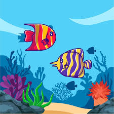 cute fish in ocean cartoon
