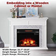 Turbro In Flames 33 In 1500 Watt Electric In Wall Recessed Electric Fireplace Infrared Space Heater With 7 Flame Effects