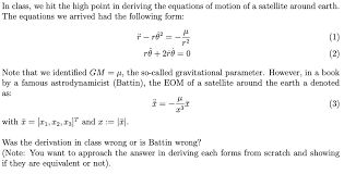 How Would You Derive Battin S Equation