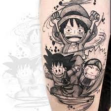 Maybe you would like to learn more about one of these? Goku Naruto Luffy Tattoo Anime Anime Tattoos One Piece Tattoos Tattoo Sleeve Designs
