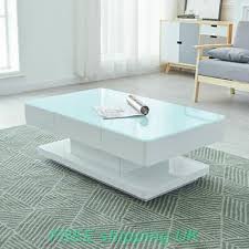 Luxurious Coffee Table White Glass High