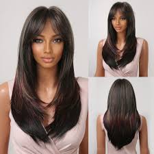 long black straight synthetic wigs