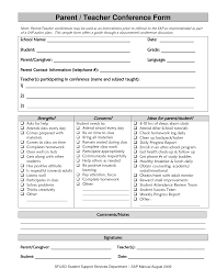 Sample Parent Teacher Conference Form Parent Teacher Conference Form